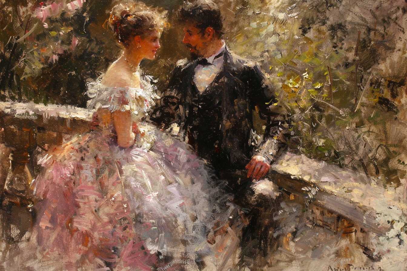 Elegant People Conversing Impressionist Painting