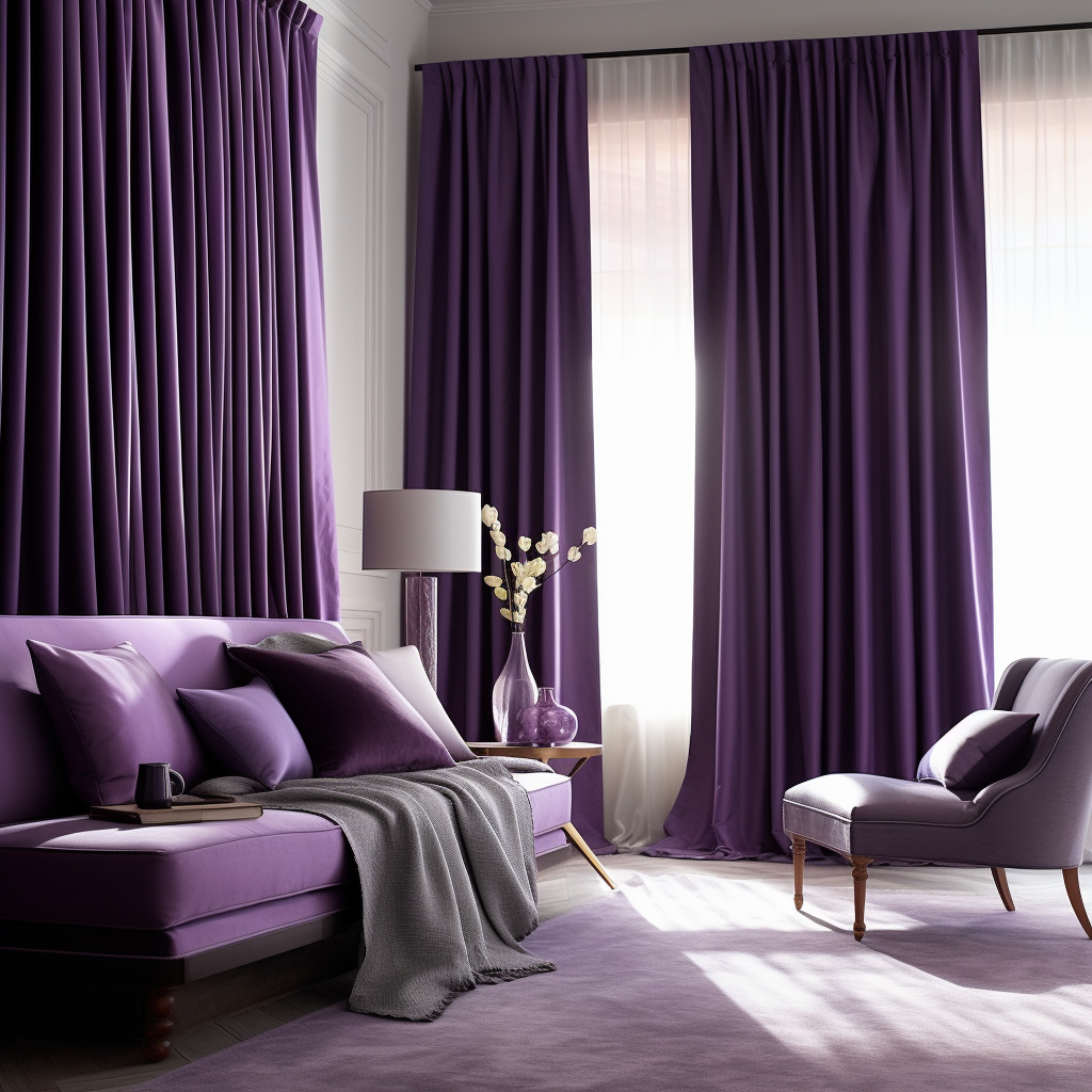 Purple Box Pleated Curtain