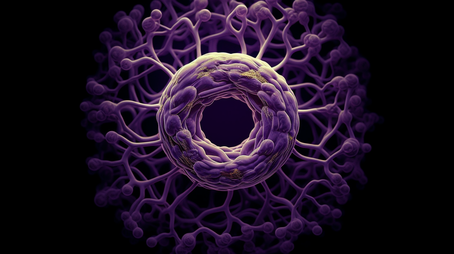 Detailed purple cell structure illustration