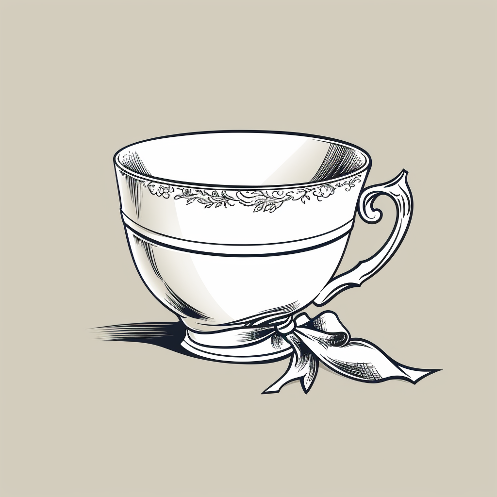 Monochromatic cup outline with ribbon-like style