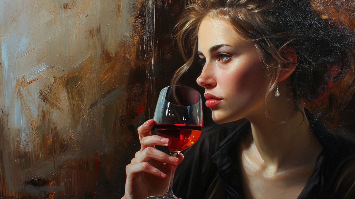 Elegant woman holding glass of wine