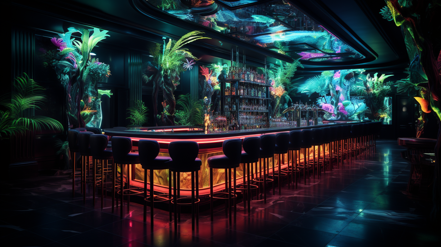 Elegant tropical nightclub interior design