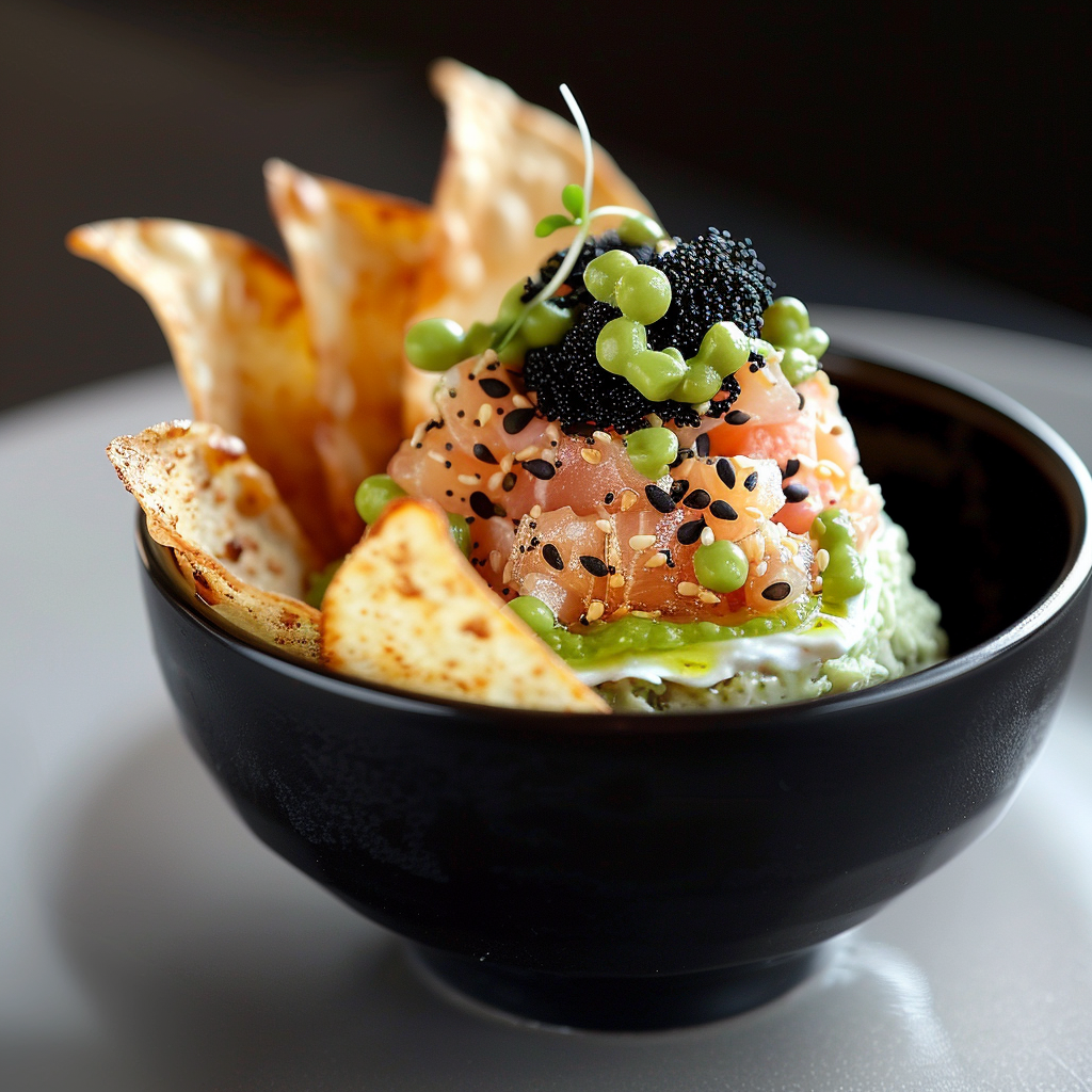 elegant tuna tartare chips dip