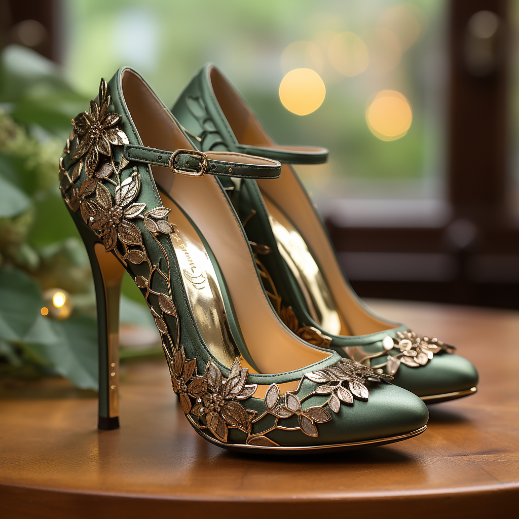 Delicate leaf textured high-heeled shoes