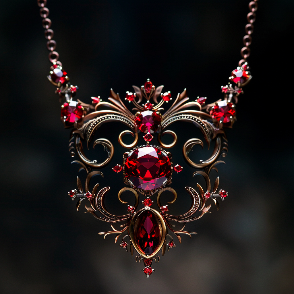 Elegant jewelry with red gems