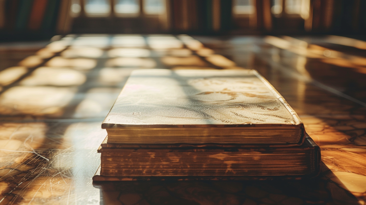 Elegant Marble Book on Antique Table