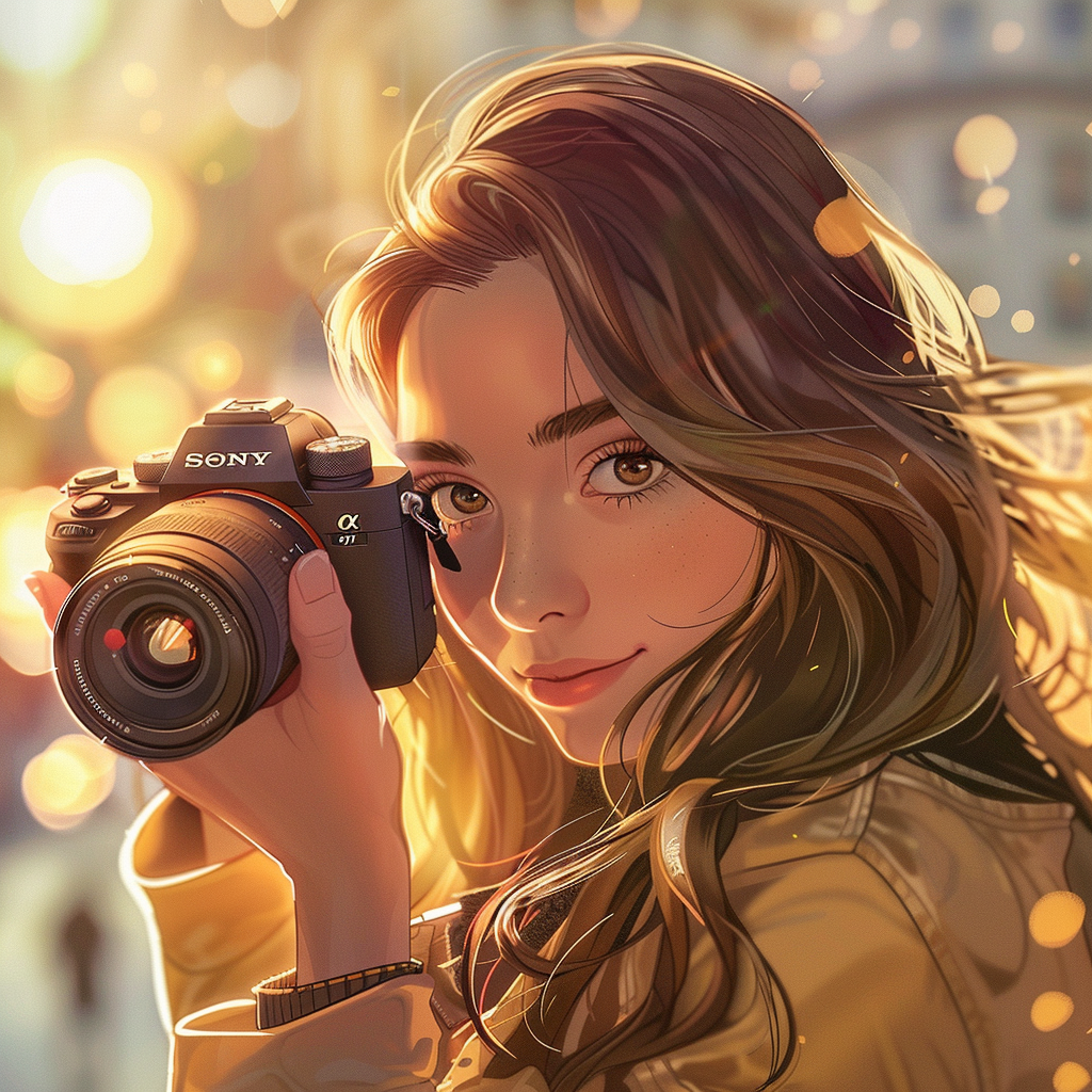 Woman with DSLR camera illustration