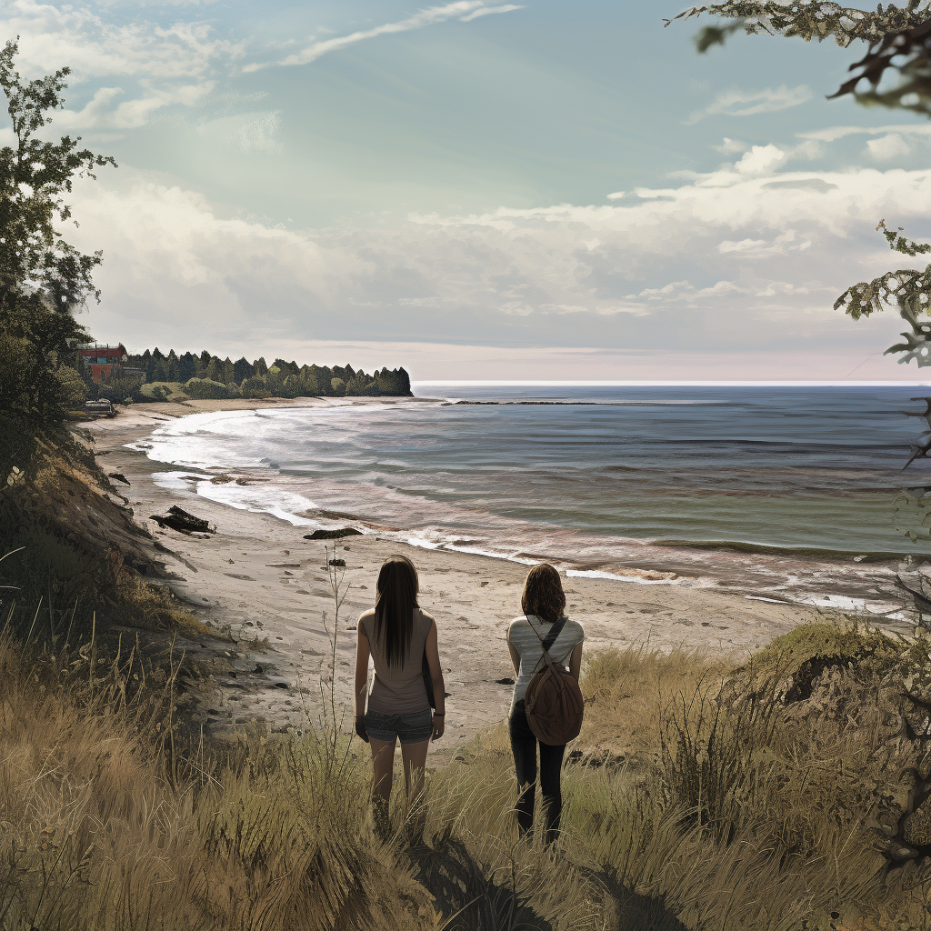 Two women survivors on Elektro beach