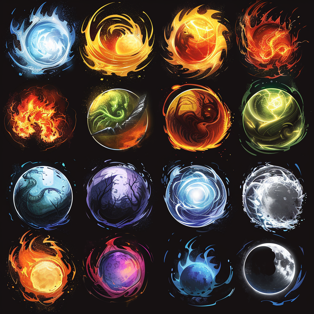 Elemental move orbs sprite animation