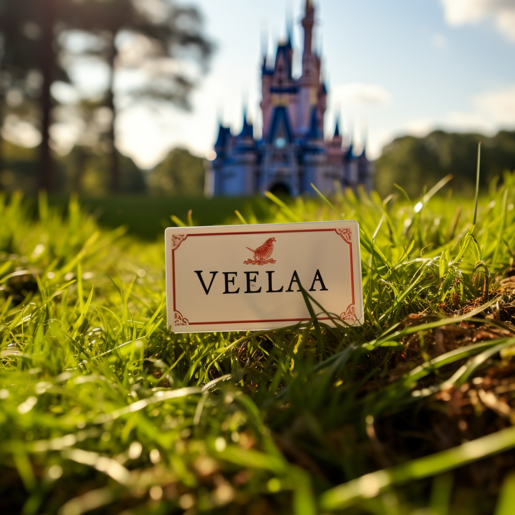 Elena Disney Nametag in Grass with Castle Background