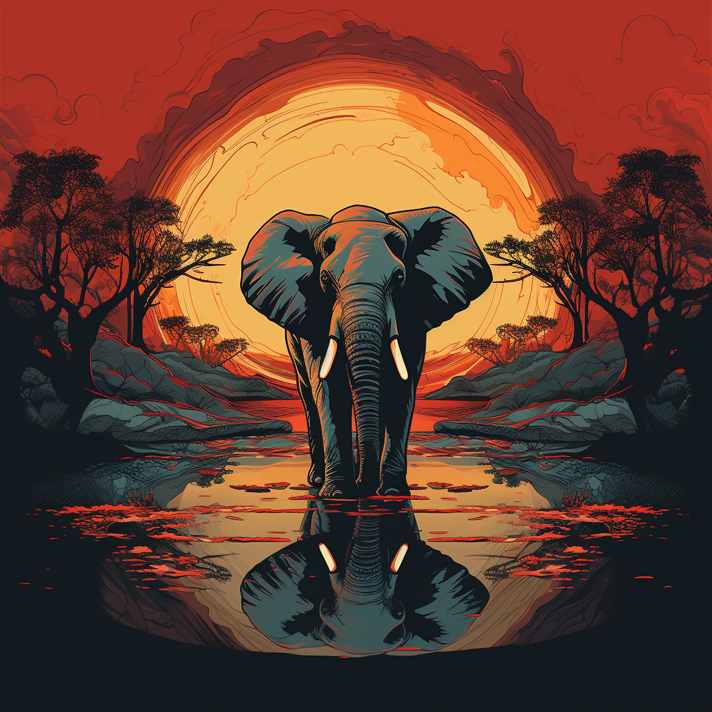 Retro 70s Elephant Album Art Print