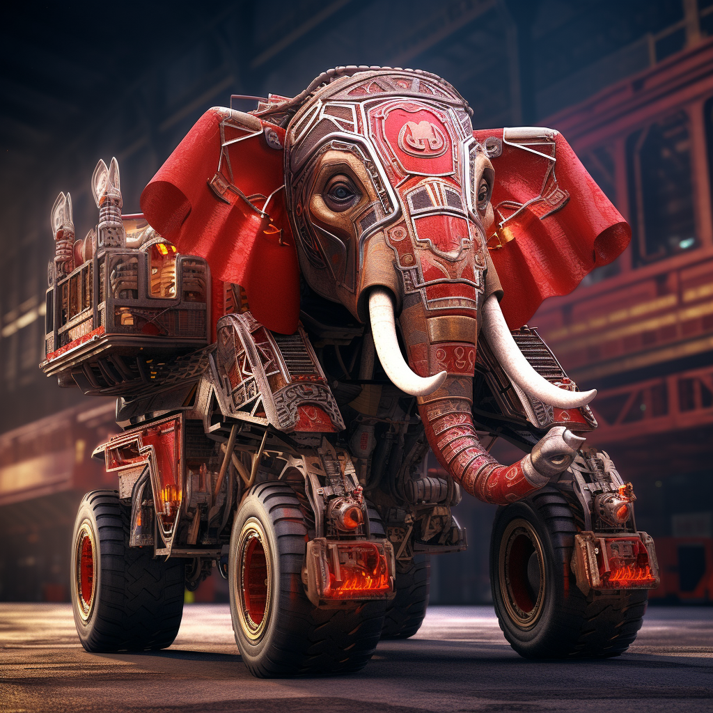 Elephant transformer as a fire truck