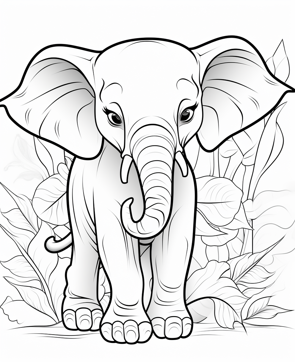 Coloring page of a cute Elephant