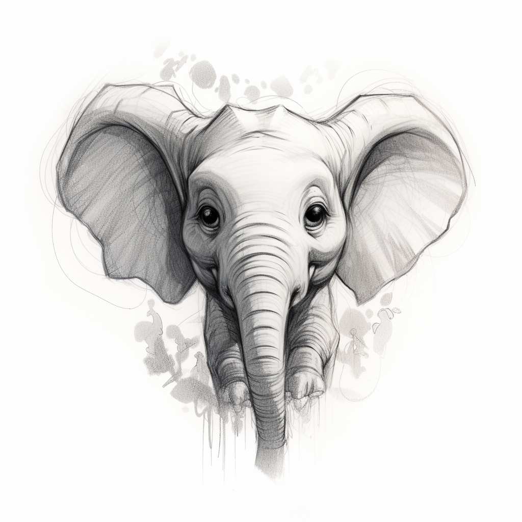 Elephant Head Drawing in Safari