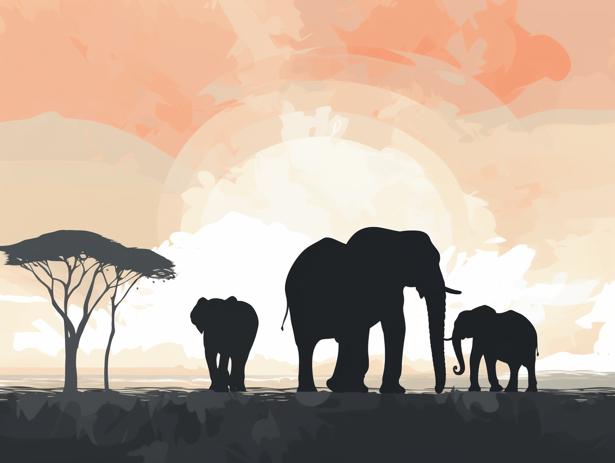 Simplistic Elephant Silhouettes in Pastel Shades