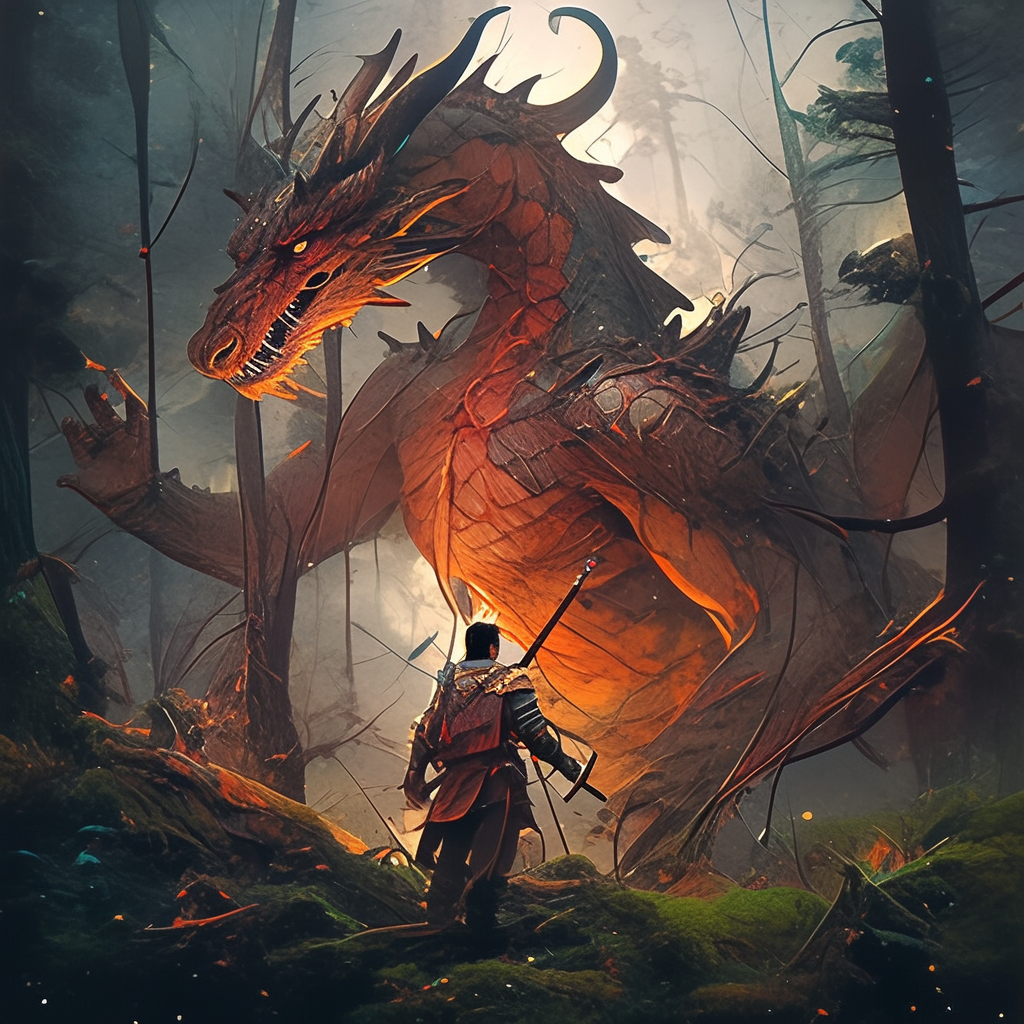 Mystic wood elf warrior training majestic forest dragon