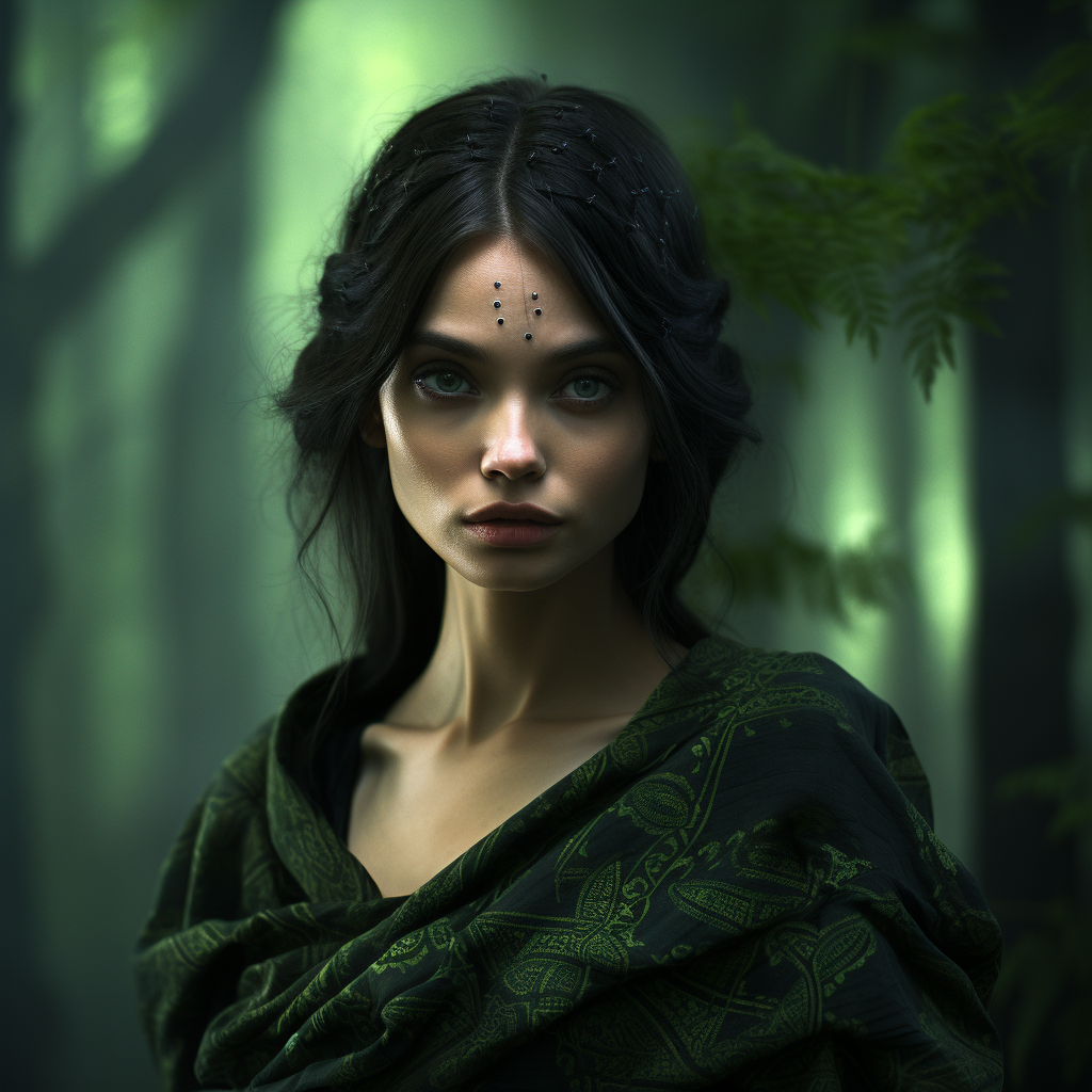 Elf woman in green dress