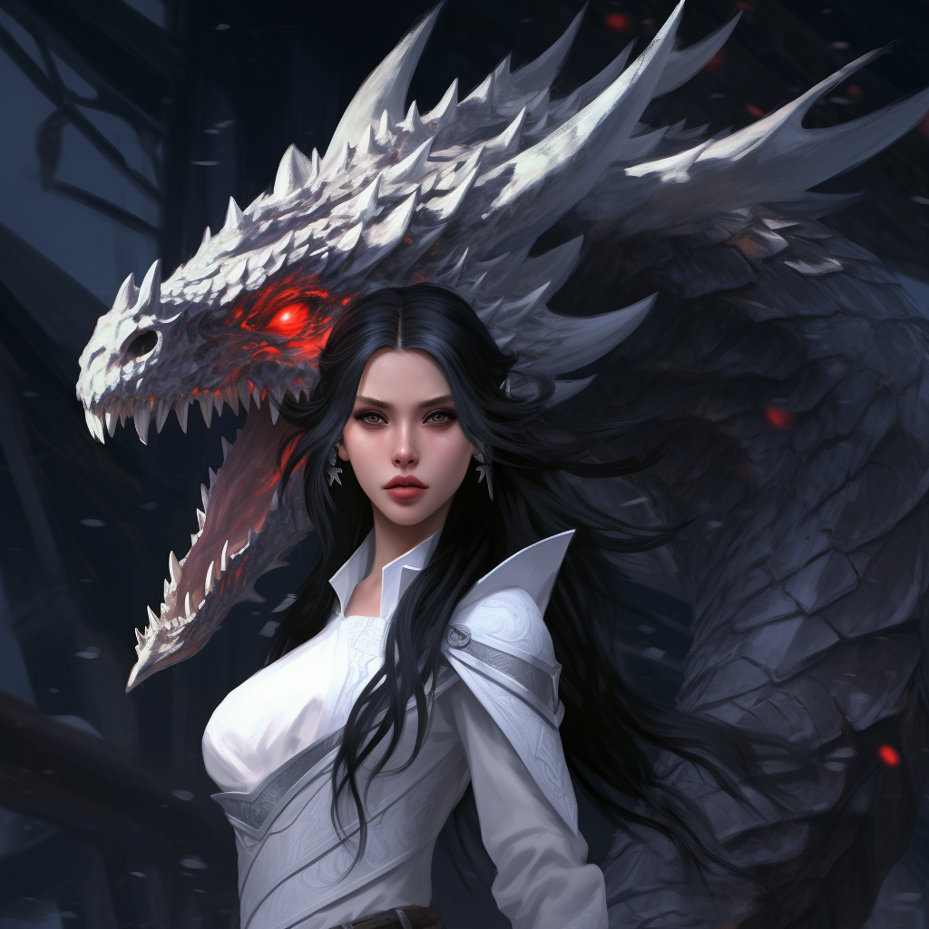 Beautiful Elf Woman with Dragon Illustration