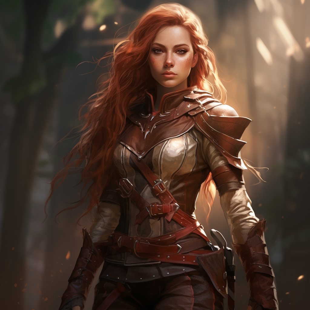 Elf Teen Girl Rogue with Leather Armor