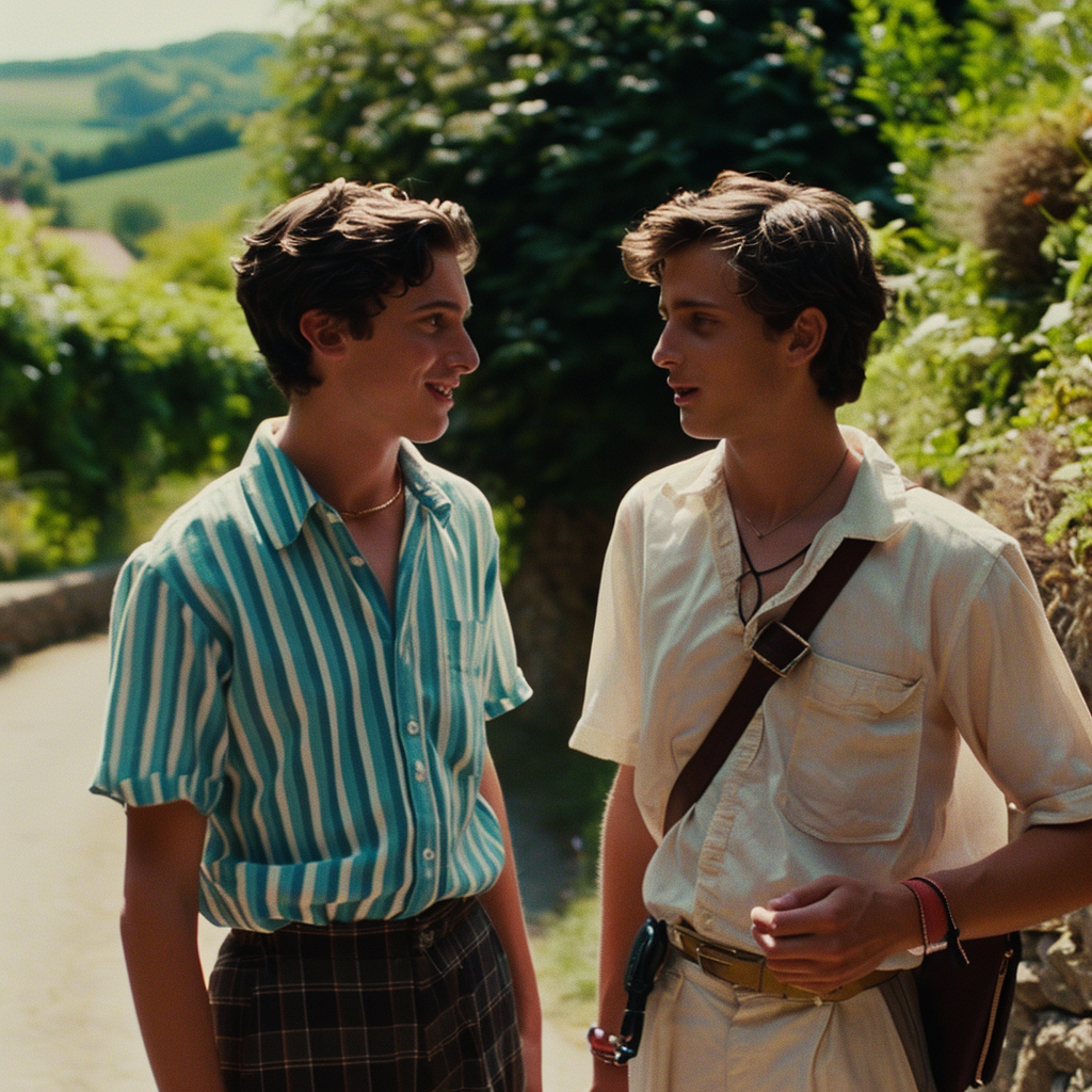 Elio and Oliver talking in North Italy