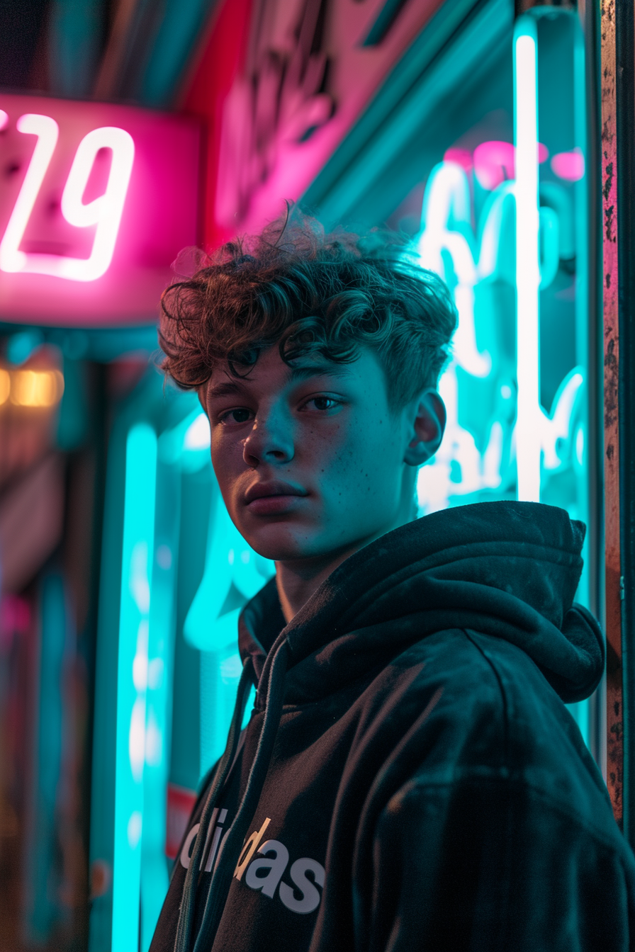 Stylish Teen in Black Hoodie