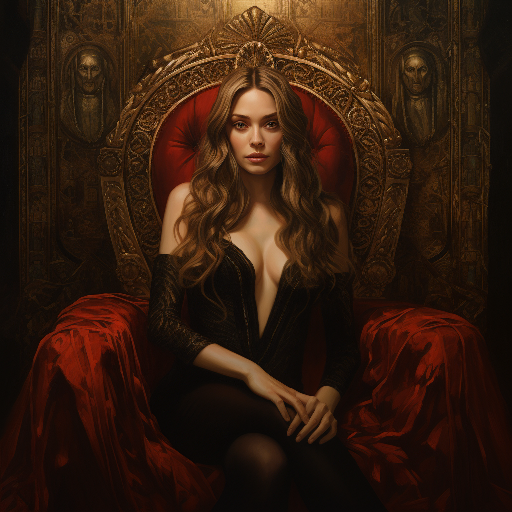 Elizabeth Olsen in ornate gothic throne room