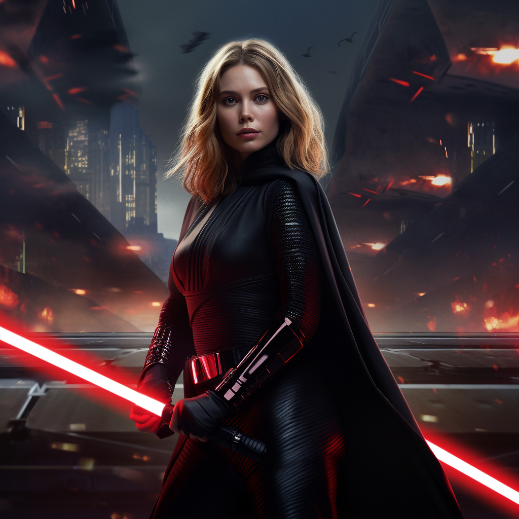 Elizabeth Olsen Sith Warrior with Red Laser Sword