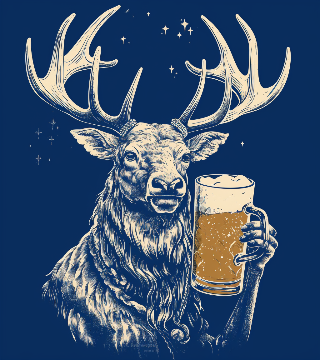 Elk holding a beer mug