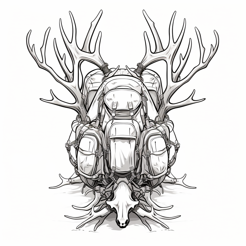 Illustration of elk antlers in hunting pack