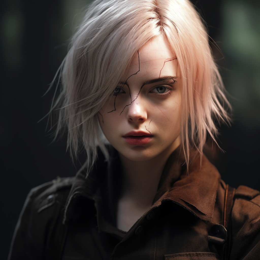 Elle Fanning as Mikasa Ackerman in action