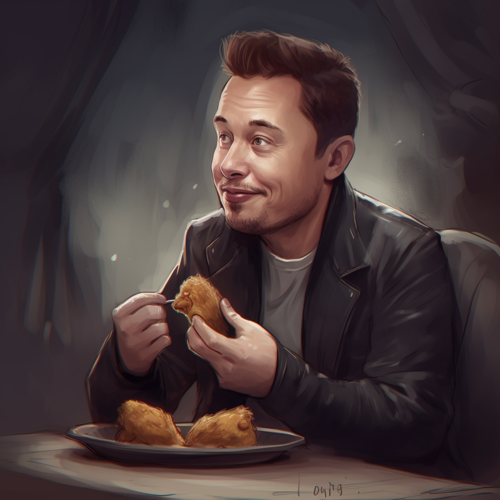 Elon eating chicken nuggets in Pixar style