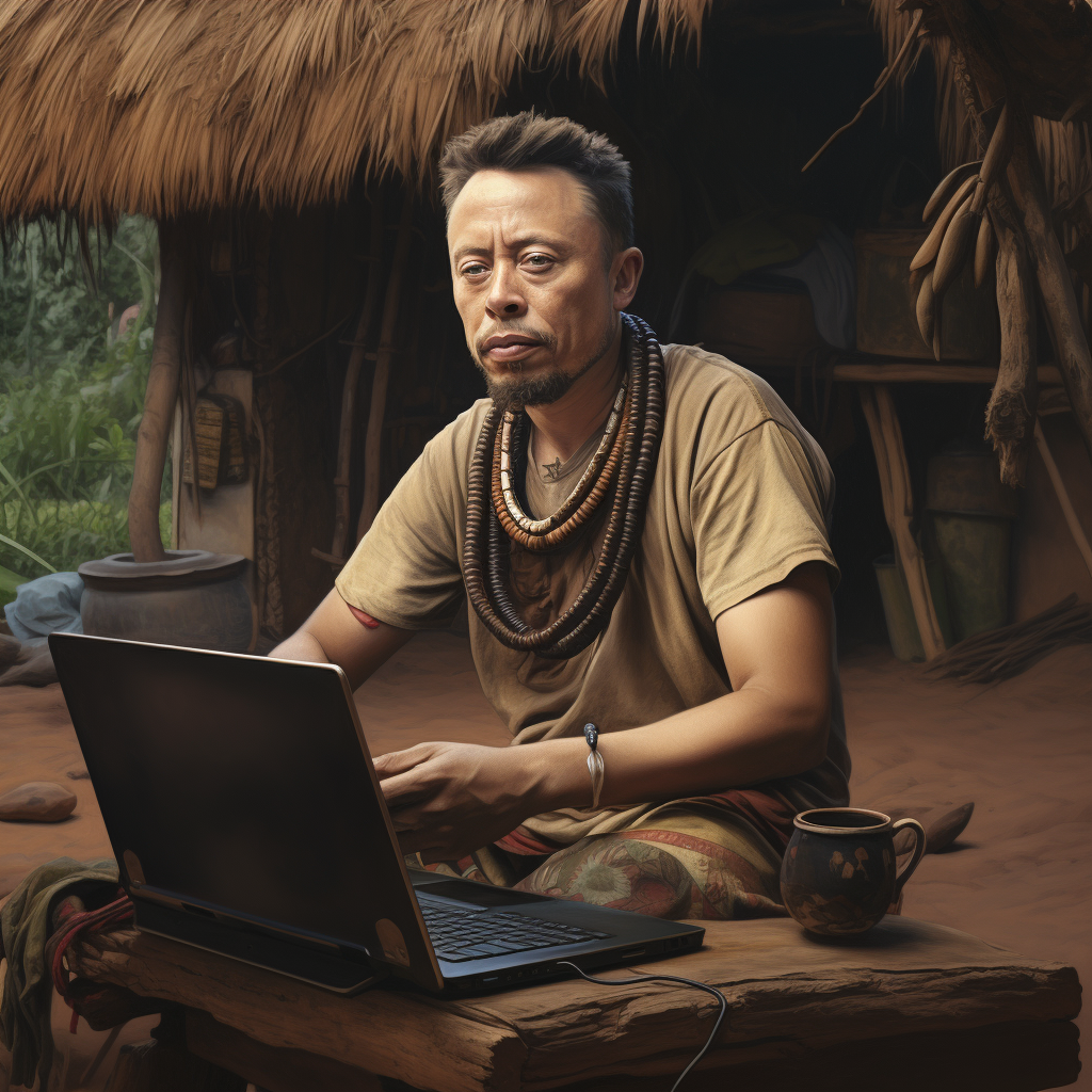 Elon Musk African Man Typing Computer