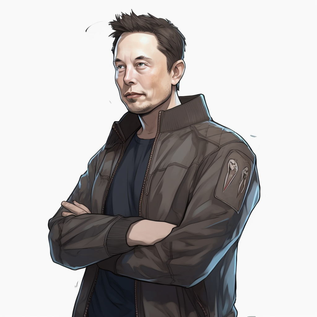 Anime version of Elon Musk on white background