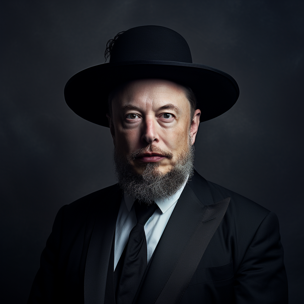 Elon Musk as Jewish Rabbi with Fedora ??