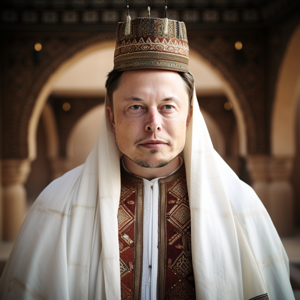 Realistic Image of Elon Musk in Moroccan Jlaba