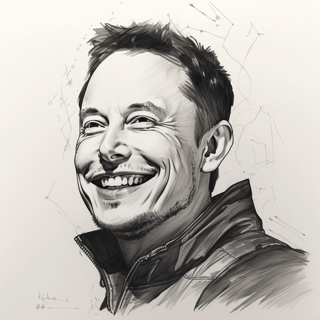 Elon Musk smiling minimalistic movie poster