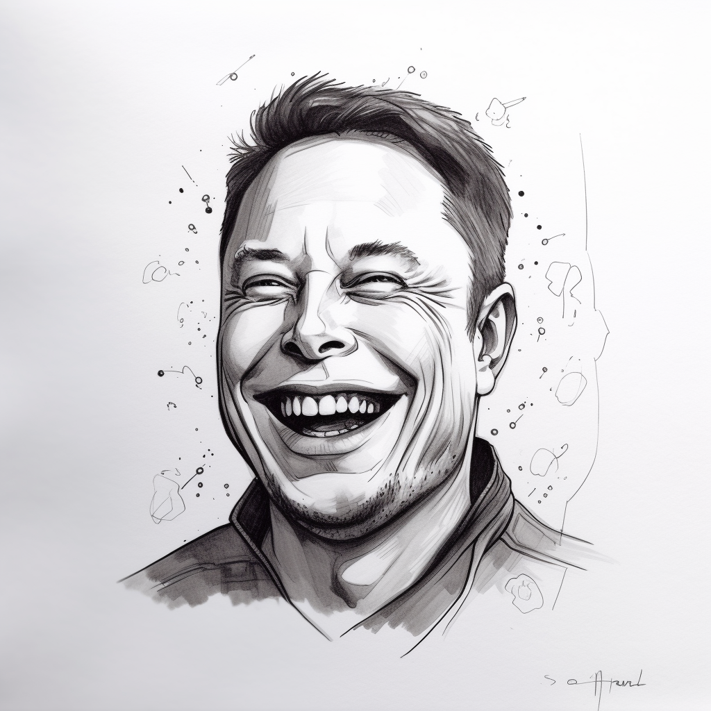 Minimalist Elon Musk smiling