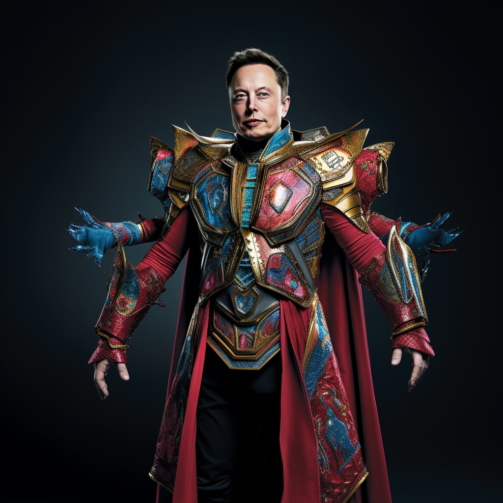 Elon Musk in Wizard Power Ranger Attire