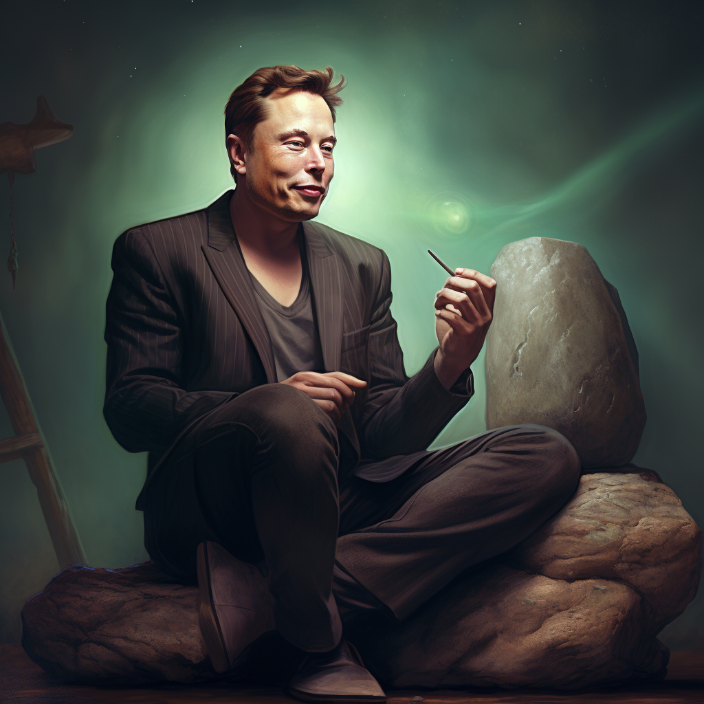 Elon Musk with his beloved pet rock