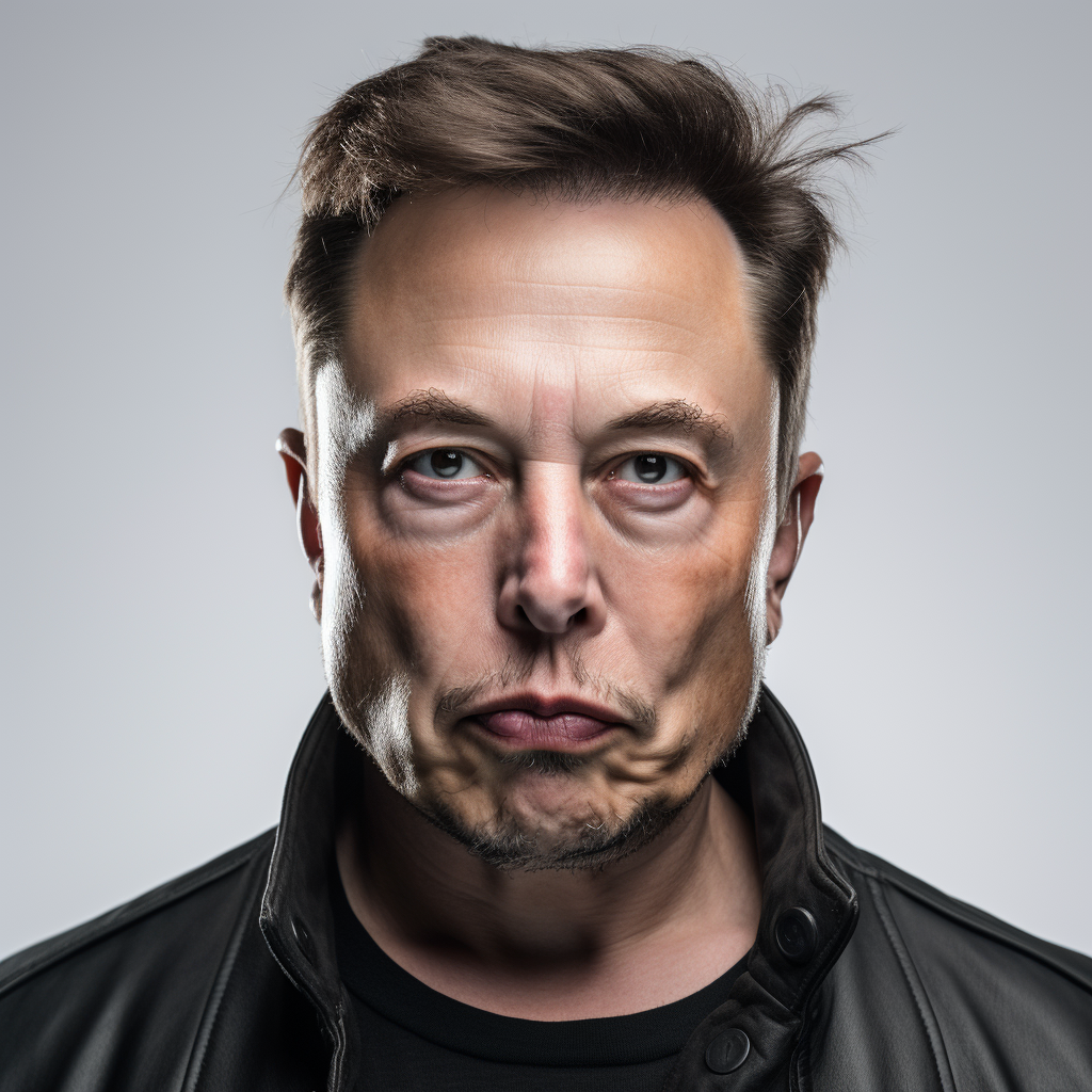 Angry Elon Musk on Grey Background