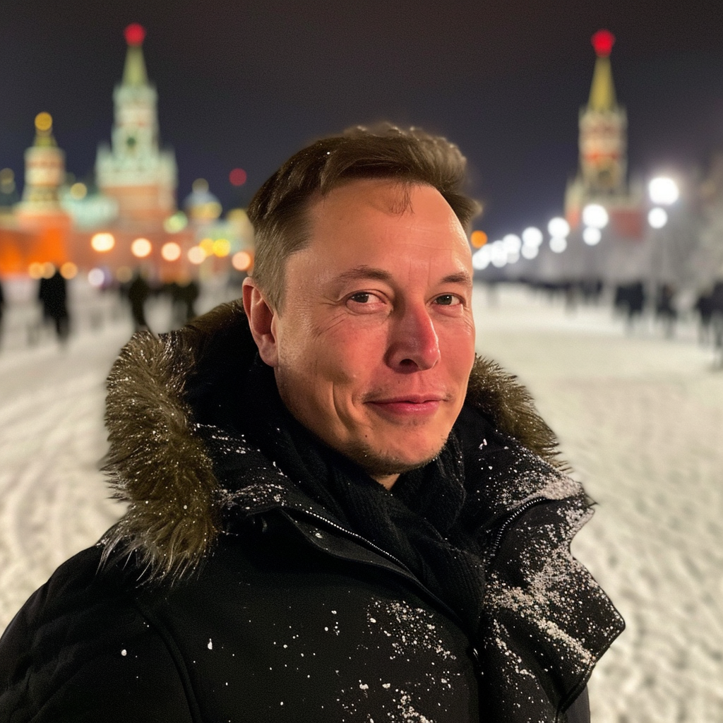 Elon Musk celebrating New Year in Russia