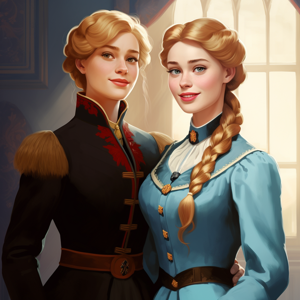 Historical propoganda poster of Elsa and Anna