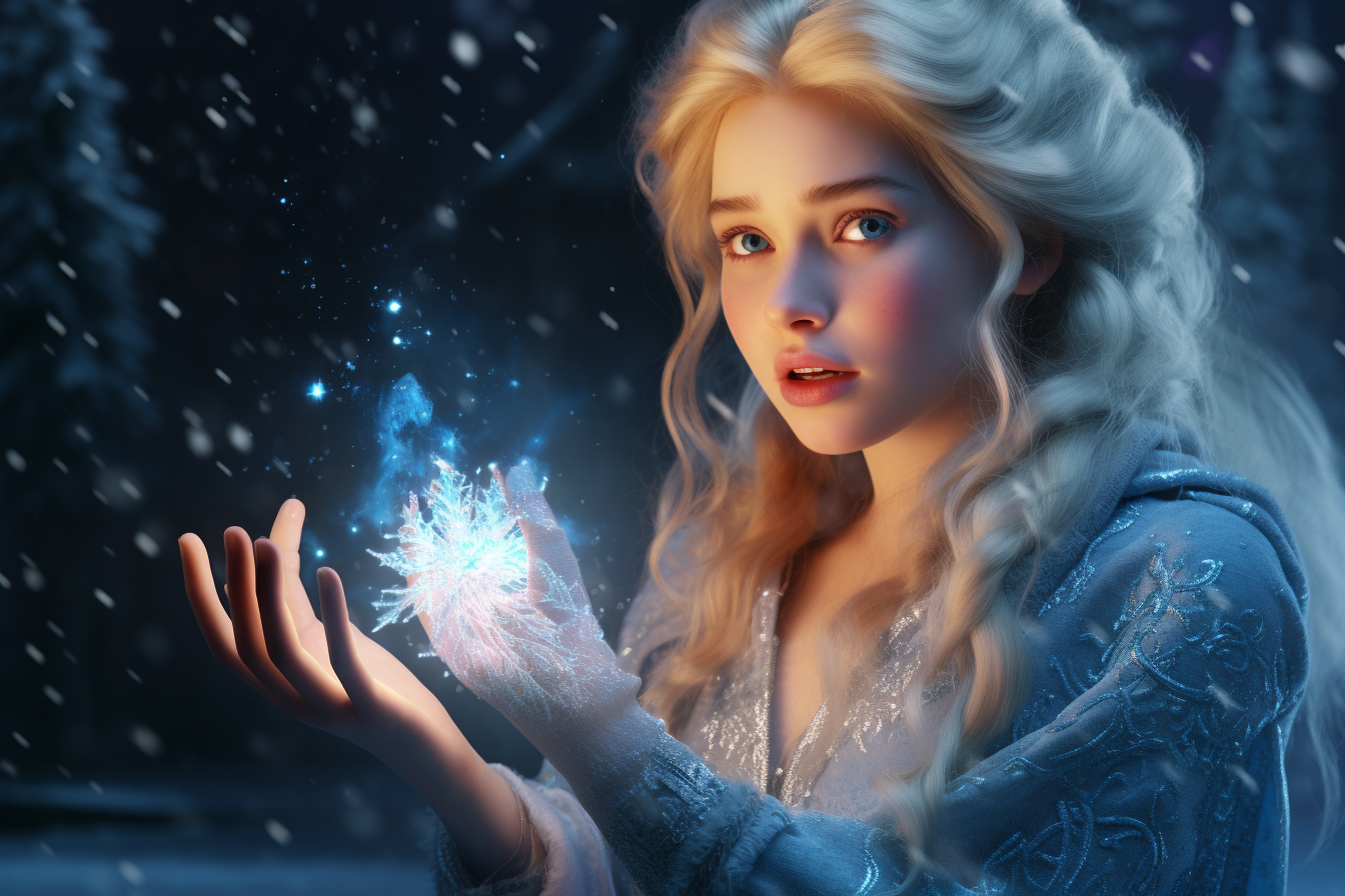 Elsa casting powerful ice spell