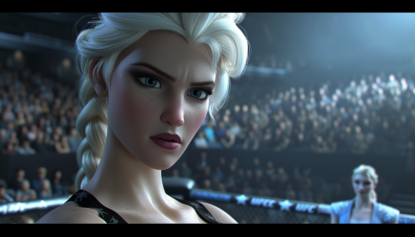 Elsa as UFC fighter in action