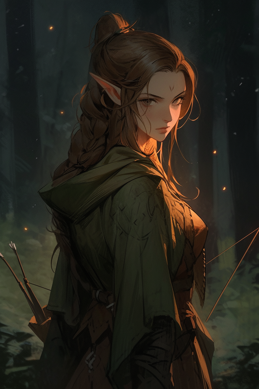 Female Elven Archer with Brown Hair