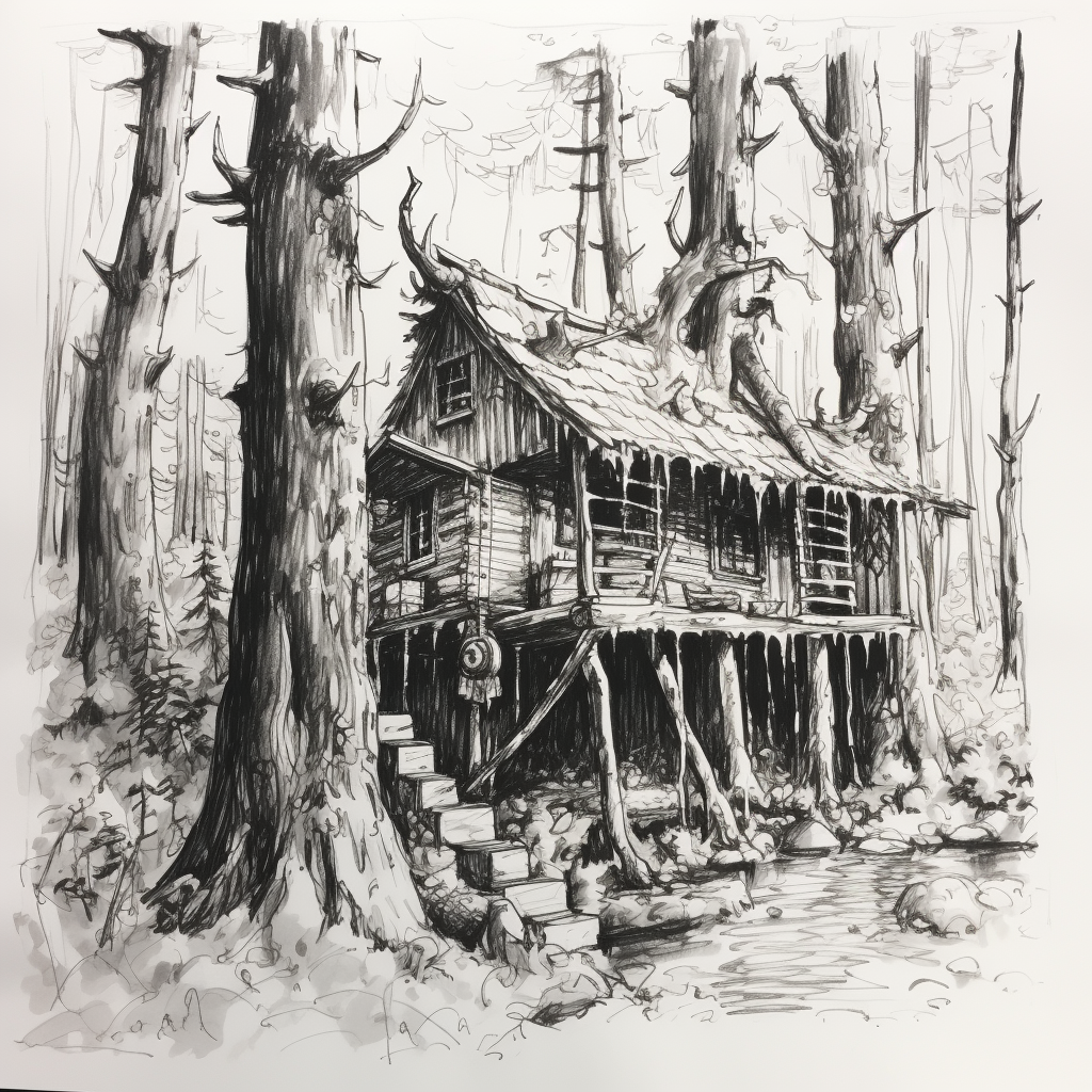 Elven Cabin in the Woods Sketch