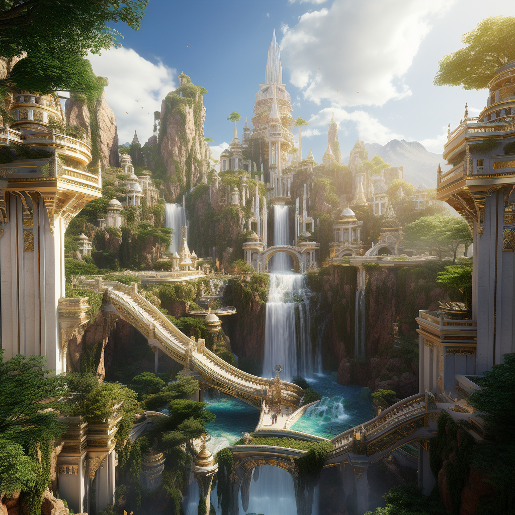 Awe-inspiring elven empire with breathtaking landscapes