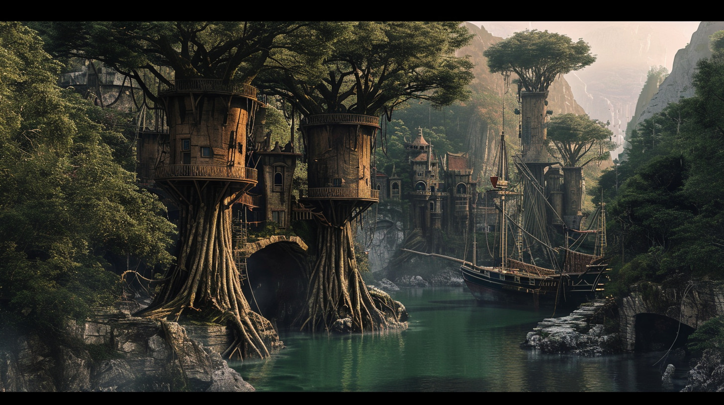 Ominous Elven Tree Village Port