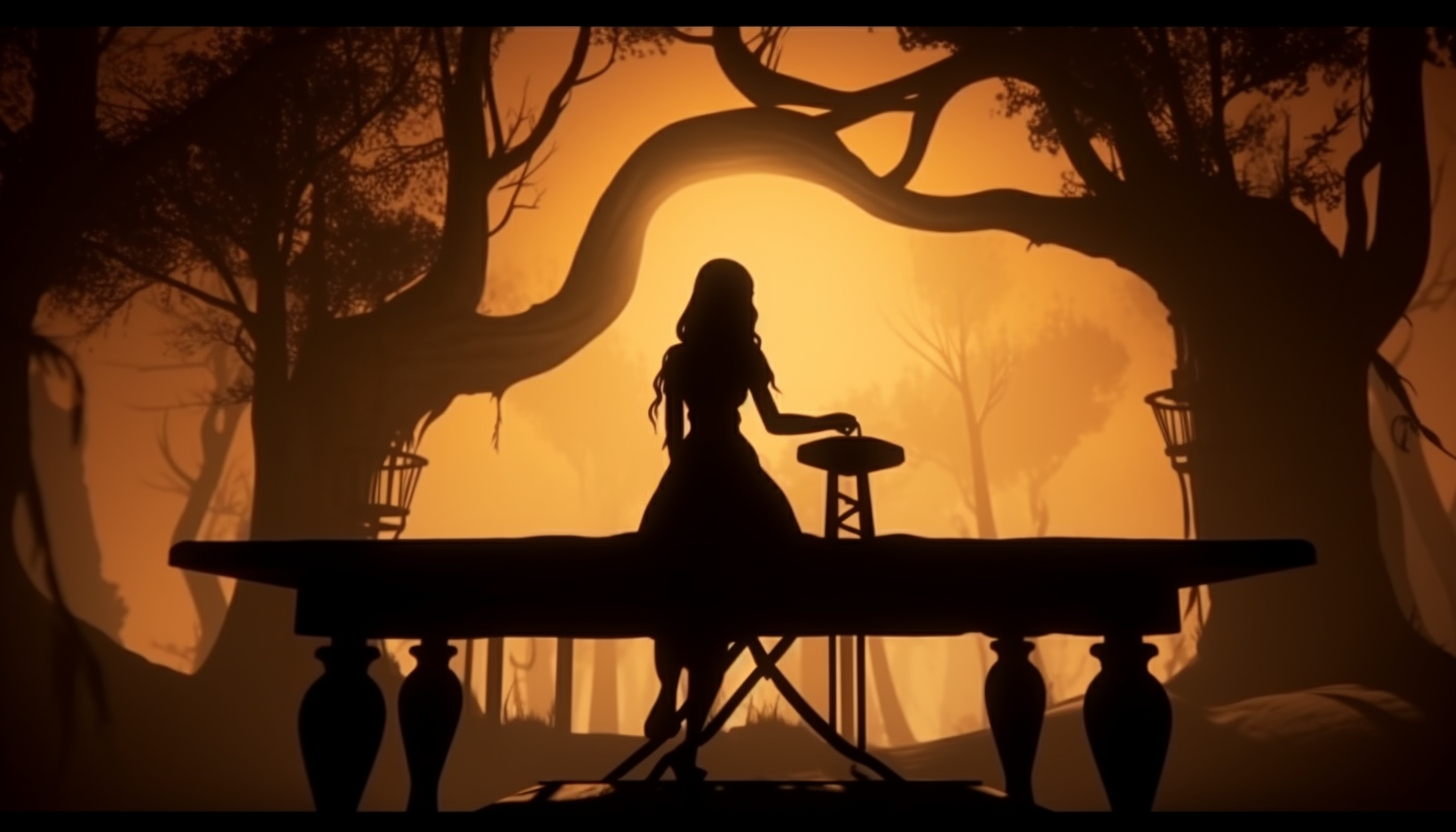 Silhouette of an Elven Woman Conducting Magical Experiments