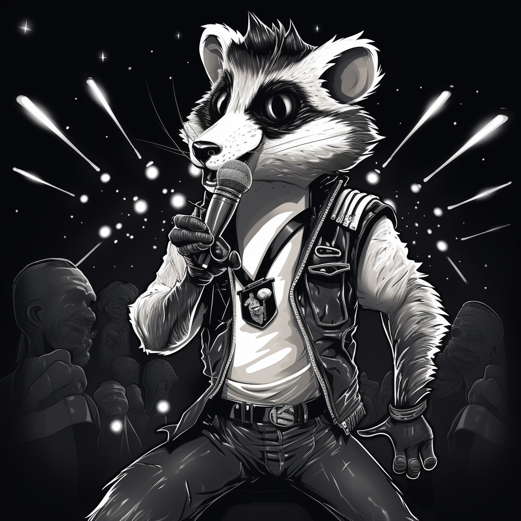 Cartoon-style Elvis Presley Badger Performing